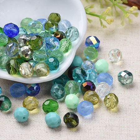 Arricraft Transparent Czech Glass Beads, Faceted, Oval, Mixed Color, 7~7.5x8mm, Hole: 1mm, about 240pcs/bag