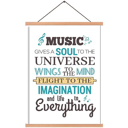 ARRICRAFT Poster Hanger Music Gives a Soul to The Universe Magnetic Wooden Poster Text Type Hangers Poster with Hanger Canvas Wall Art for Walls Pictures Prints Maps Scrolls 17.3x11in