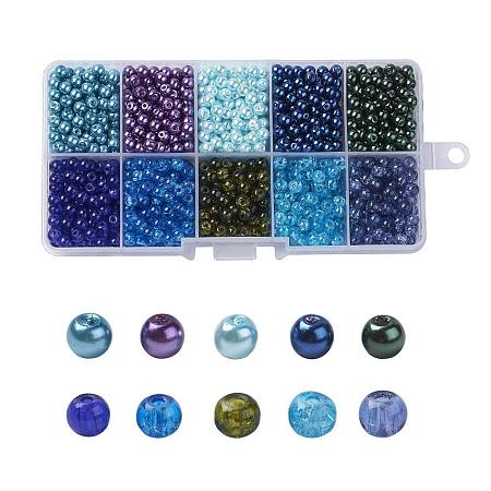 ARRICRAFT 4mm 1500pcs Round Baking Painted Crackle Glass beads and Glass Pearl Beads 10 Color Assorted Lot For Jewelry Making