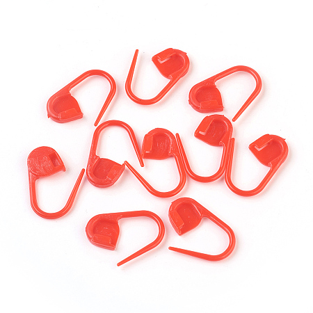 Honeyhandy Eco-Friendly ABS Plastic Knitting Crochet Locking Stitch Markers Holder, Red, 22x11x3mm, Pin: 1mm
