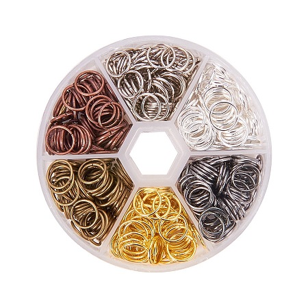 PandaHall Elite 6 Colors Diameter 10mm Iron Plated Jump Rings Unsoldered Jewelry Making Findings, about 250pcs/box