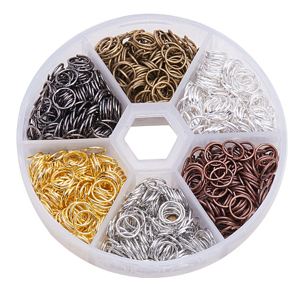 PandaHall Elite 1 Box 6 Color Iron Jump Rings, Close but Unsoldered, Mixed Color, 7x0.7mm; about 5.6mm inner diameter; about 1300pcs/box