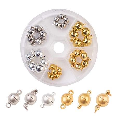 ARRICRAFT30 Sets Platinum Silver & Gold Round Magnetic Beads Clasp Magnet Converter Buckle for Bracelet Necklace Jewelry