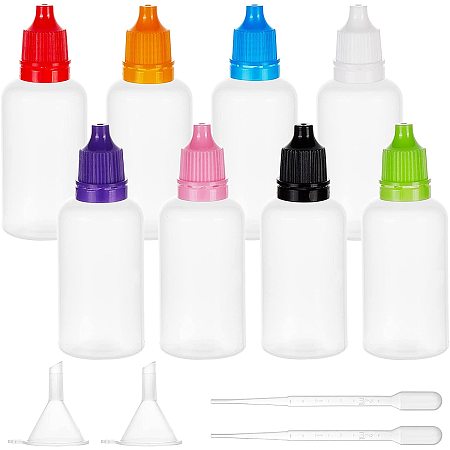 BENECREAT 27 Packs 0.7oz Plastic Squeeze Bottle 9 Colors Refillable Dropper Bottles
