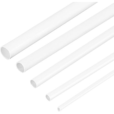 OLYCRAFT 25Pcs ABS Plastic Round Bar Rods White ABS Plastic Round Tube Hollow Round Tube for DIY Sand Table Architectural Model Making - 5 Sizes