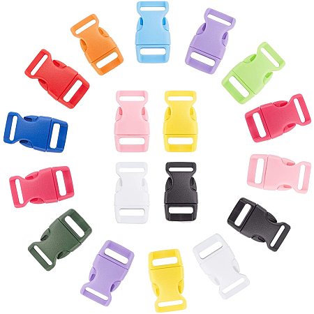 Pandahall Elite 12 Colors Plastic Buckles, 0.6 Inch Quick Side Release Buckles Replacement Double Adjustable Snap Clips for Paracord Bracelets Luggage Straps Pet Collar Backpack Webbing Belt (72pcs)
