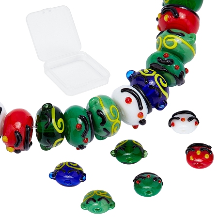 SUNNYCLUE 12Pcs 6 Style Handmade Bumpy Lampwork Beads, Abacus, Mixed Color, 2pcs/Style