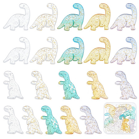 SUNNYCLUE 1 Box 20Pcs Dinosaur Charms Dino Charms Cartoon Animal T-rex Charm Transparent Glitter Powder Acrylic Charm for Jewelry Making Charms Gradient Color Earrings Necklace Bracelets DIY Craft