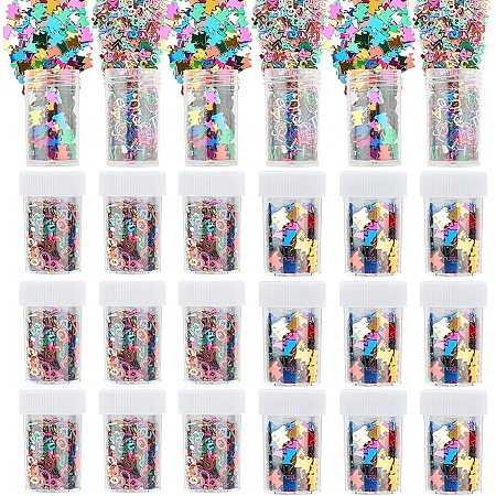 NBEADS 24 Bottles Nail Art Glitter Sequins, Bear Alphabet Number Sequins Colorful Nail Sparkle Sticker Decals for Manicure Art Make Up Decoration Accessories