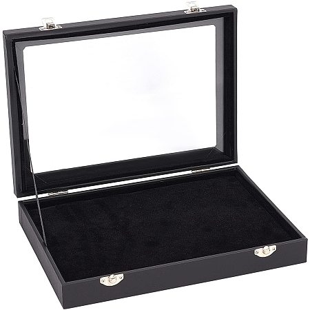 OLYCRAFT 8.23”x11.06”x1.93” Pin Display Case Shadow Box Small Faux Leather Pin Collector Imitation Leather Pin Display Case Holder Pin Display Case Shadow Rectangle Box Storage Box with Lint