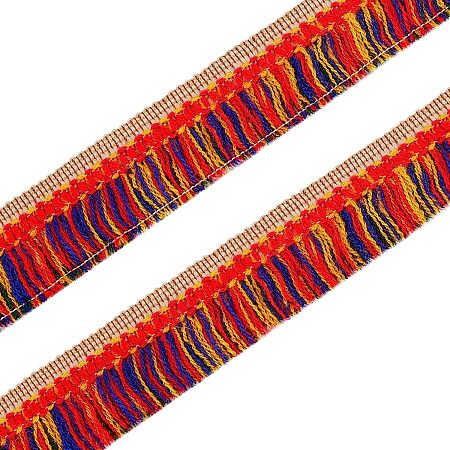 BENECREAT 10 Yards Polyester Tassel Ribbons, 1.2inch Wide Multi Colors Tassels Fringe Lace Trim Costume Accessories for Curtain Furniture Decoration Sewing DIY Crafts Making