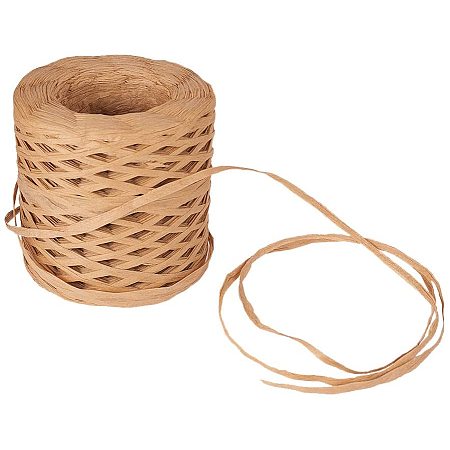 NBEADS 1 Roll 218.72 Yards Camel Environmental Raffia Paper Cords for DIY Jewelry Craft Making Hanging Ornament Scrapbooking Gift Wrapping Card Making Invitations