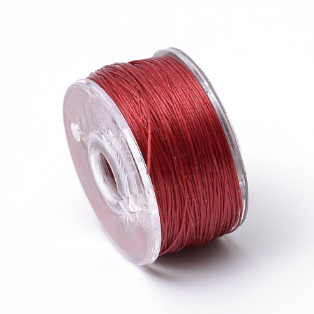 Honeyhandy Special Coated Polyester Beading Threads for Seed Beads, FireBrick, 0.1mm, about 50yards/roll