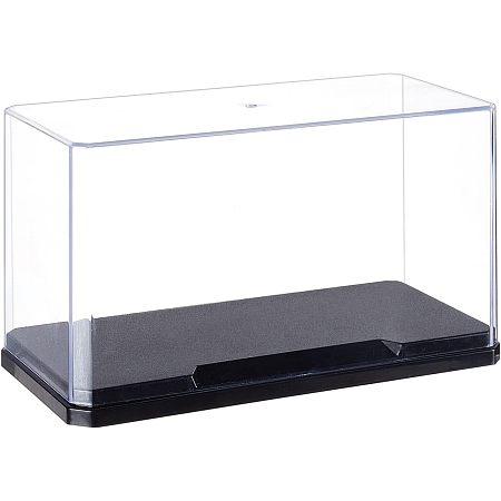 OLYCRAFT Clear Plastic Display Case Display Stand Box Self-Assembl Display Case with Black Base Dust Proof Protection Showcase for Collection Bricks Blocks Models 7x3.5x4 Inch