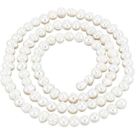 NBEADS 95 Pcs Natural Freshwater Shell Beads, 4mm Natural Pearl Beads Strands Polished Round Loose Beads for Jewelry Craft Making, Hole 0.8mm