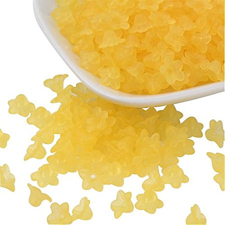 ARRICRAFT 500g (About 5000 pcs) Flower Frosted Transparent Acrylic Beads 10x5mm, Yellow