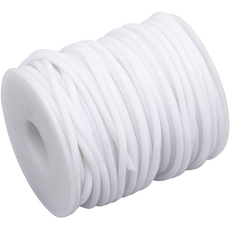 CHGCRAFT 15m Hollow Pipe Tubing Rubber Cord 4mm PVC White Tube Cord with White Plastic Spool for Necklace Bracelet DIY Jewelry Making