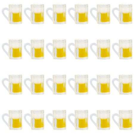 Gorgecraft 24Pcs Transparent Resin Charms, Imitation Drink, Draft Beer Cup, Yellow, 15x10x15mm, Hole: 3x5mm, 24pcs
