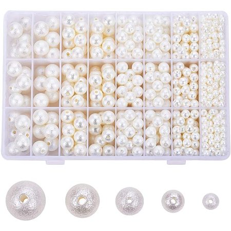 PandaHall Elite 1010pcs 5 Sizes Imitation Pearl Beads Elegant Glossy Pearl Beads for Vase Fillers, DIY Jewelry, Table Scatter, Wedding, Birthday Party Home Decoration (6mm, 8mm, 10mm, 12mm, 14mm)