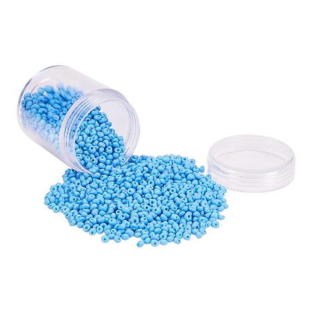 ARRICRAFT 1 Box About 450pcs 7/0 Irregular Round Glass Seed Beads Opaque Pony Bead for Jewelry DIY Making 3-3.5mm Cornflower Blue