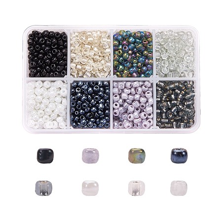 ARRICRAFT 1 Box 6/0 Glass Seed Beads Round  Loose Spacer Beads, Mixed Color, 4mm, Hole: 1mm, about 1900pcs/box