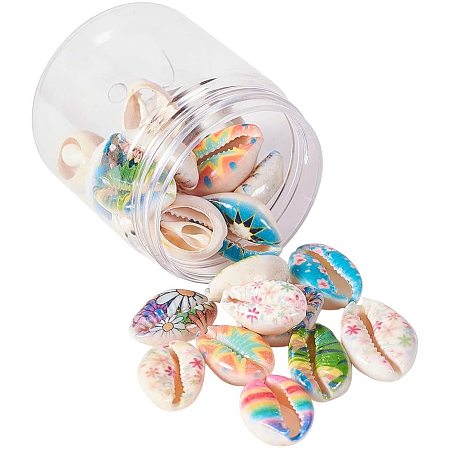 Arricraft 10 Style Flower Spiral Shell Beads, 30pcs Seashells Beach Seashells Cowrie Shells Charm Beads Charms for DIY Craft Jewelry Making