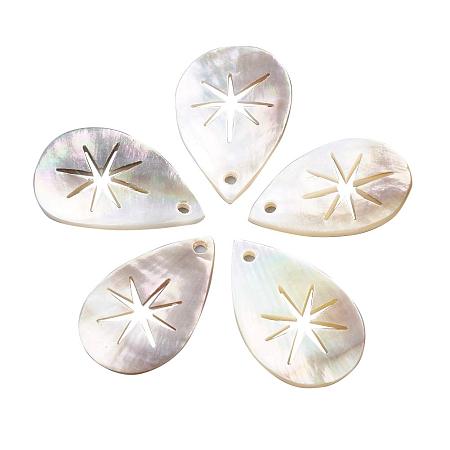 ArriCraft About 50pcs Drop with Star Black Lip Shell Pendants Seashell Charms for Jewelry Making and Crafting
