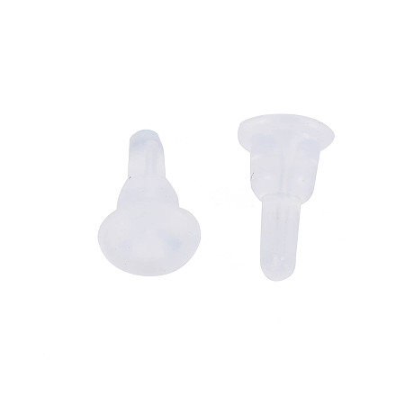 Honeyhandy Silicone Full Cover Ear Nuts, Earring Backs, for Stud Earring Making, Clear, 10x6x6mm, Hole: 0.7mm