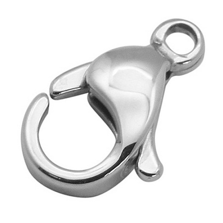 PandaHall Elite 100pcs/box 304 Stainless Steel Lobster Claw Clasps, Grade A, Stainless Steel Color, 8x13mm
