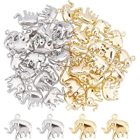UNICRAFTALE 40pcs 2 Colors Elephant Pendants 201 Stainless Steel Charms Metal Animal Pendants for DIY Necklace Jewelry Making
