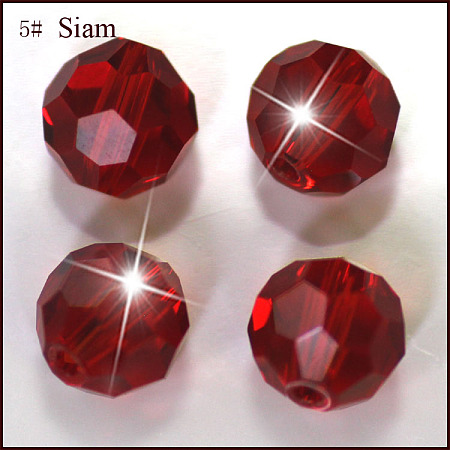 Honeyhandy Imitation Austrian Crystal Beads, Grade AAA, Faceted, Round, Dark Red, 10mm, Hole: 0.9~1mm