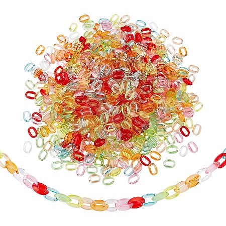 SUPERFINDINGS 800Pcs 8 Colors Transparent Acrylic Linking Rings Quick Link Connectors Hook Chain Links Colored Link Connectors for Jewelry Making