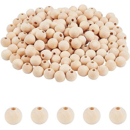 PandaHall Elite 800 Pcs 12mm Natural Unfinished Wood Spacer Beads Round Ball Wooden Loose Beads for Crafts DIY Jewelry Bracelet Making Christmas Decoration