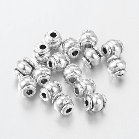 Honeyhandy Tibetan Style Alloy Spacer Beads, Lead Free & Cadmium Free, Barrel, Antique Silver, about 4.5mm long, Hole: about 1mm