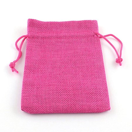 NBEADS 5 Pcs 9.0x6.7 Inch DeepPink Burlap Storage Bags Drawstring Bags Wedding Party Favors Jewelry Pouches Holiday Bags Gift Bags