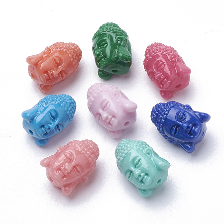 ARRICRAFT Synthetic Coral Beads, Dyed, Buddha, Mixed Color, 15~16x12x12mm, Hole: 1.5mm