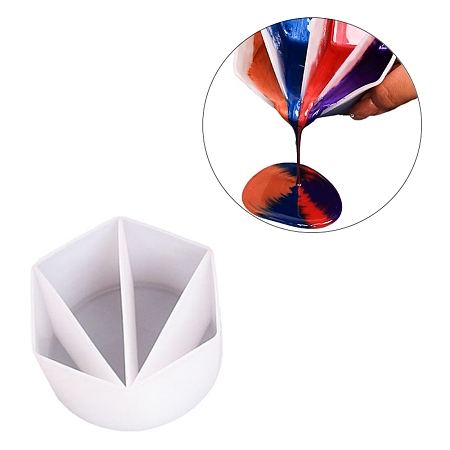 Honeyhandy Reusable Split Cup for Paint Pouring, Silicone Cups for Resin Mixing, 4 Dividers, White, 102x89x52mm, Inner Diameter: 24~98mm