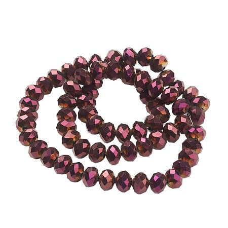 NBEADS 1 Strand Purple Plated Faceted Abacus Electroplate Glass Bead Strands For Jewelry Making Beads with 8x6~7mm,Hole: 1mm,about 72pcs/strand