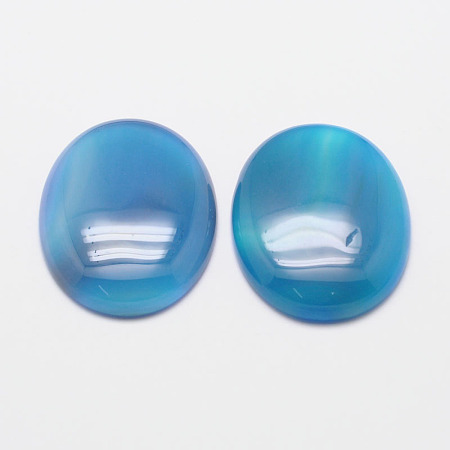 Honeyhandy Dyed Oval Natural Blue Agate Cabochons, 18x13x6mm