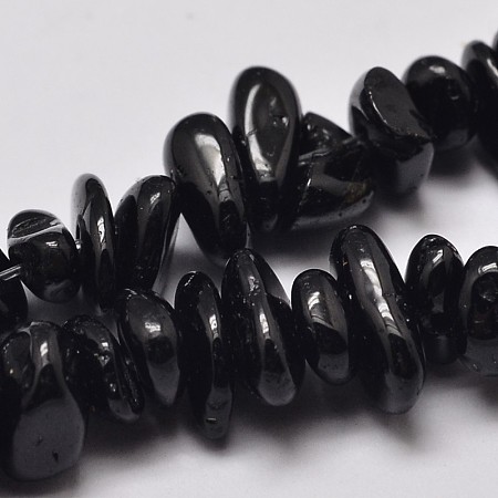Honeyhandy Natural Black Tourmaline Chip Bead Strands, 4~12x4~7x2~5mm, Hole: 1mm, about 33.8 inch