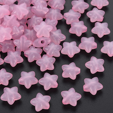Honeyhandy Transparent Acrylic Beads, Imitation Jelly, Star, Pink, 10x10.5x6mm, Hole: 1.6mm