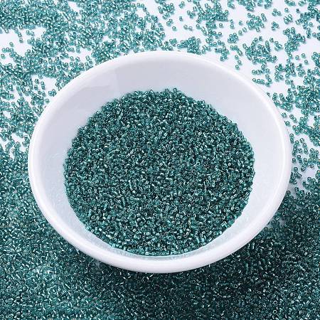 MIYUKI Delica Beads, Cylinder, Japanese Seed Beads, 11/0, (DB1208) Silver Lined Caribbean Teal, 1.3x1.6mm, Hole: 0.8mm; about 2000pcs/10g