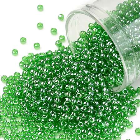 TOHO Round Seed Beads, Japanese Seed Beads, (108) Transparent Luster Lime Green, 11/0, 2.2mm, Hole: 0.8mm, about 1110pcs/10g