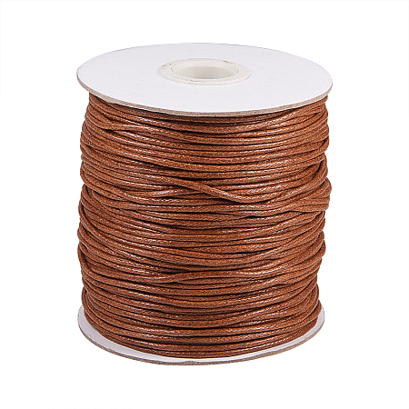 PandaHall Elite 1 Roll 1.5mm Waxed Cotton Cord Thread Beading String 100 Yards per Roll Spool for Jewelry Making and Macrame Supplies Brown
