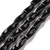 Honeyhandy Natural Obsidian Beads Strands, Twist Rectangle, 20x10x10mm, Hole: 1.2mm, about 19pcs/strand, 15.75 inch(40cm)