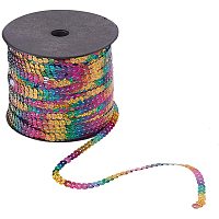 Arricraft Rainbow Flat Sequin Trim, 6mm Flat Sequin Trim Sequin String Ribbon Roll for Crafts, DIY Projects, Embellishments, Costume Accessories, 150 Yards