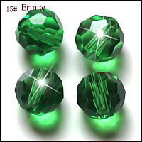 Honeyhandy Imitation Austrian Crystal Beads, Grade AAA, Faceted, Round, Green, 6mm, Hole: 0.7~0.9mm