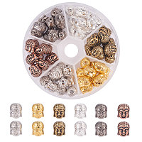 PandaHall Elite 60pcs 6 Color Alloy Buddha Head Beads Charm Connector Beads for Bracelet Necklace Earrings Jewelry Making Crafts