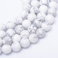 Honeyhandy Round Natural Howlite Bead Strands, 8~9mm, Hole: 1mm, about 46pcs/strand, 15.3 inch