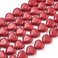 Honeyhandy Synthetic Howlite Beads, Dyed, Heart, Red, 17x18x9mm, Hole: 1mm